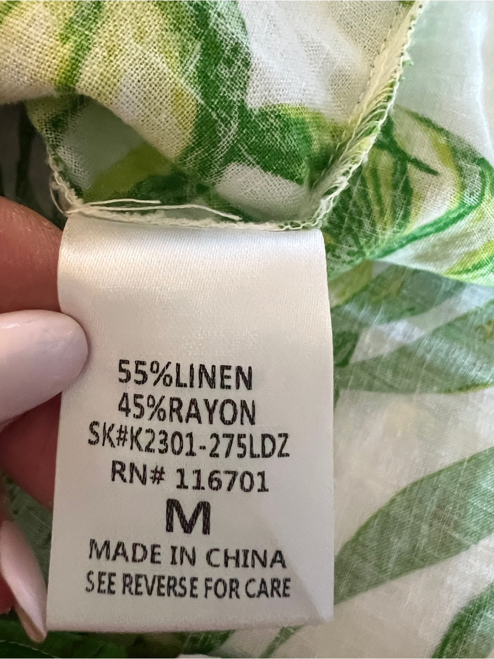 Karlie Palm Leaf Linen Tie Waist Dress -Medium - Picture 7 of 9